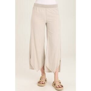 XCVI Wearables Ripple Wide Leg Pants Small Cream Tan Linen Blend